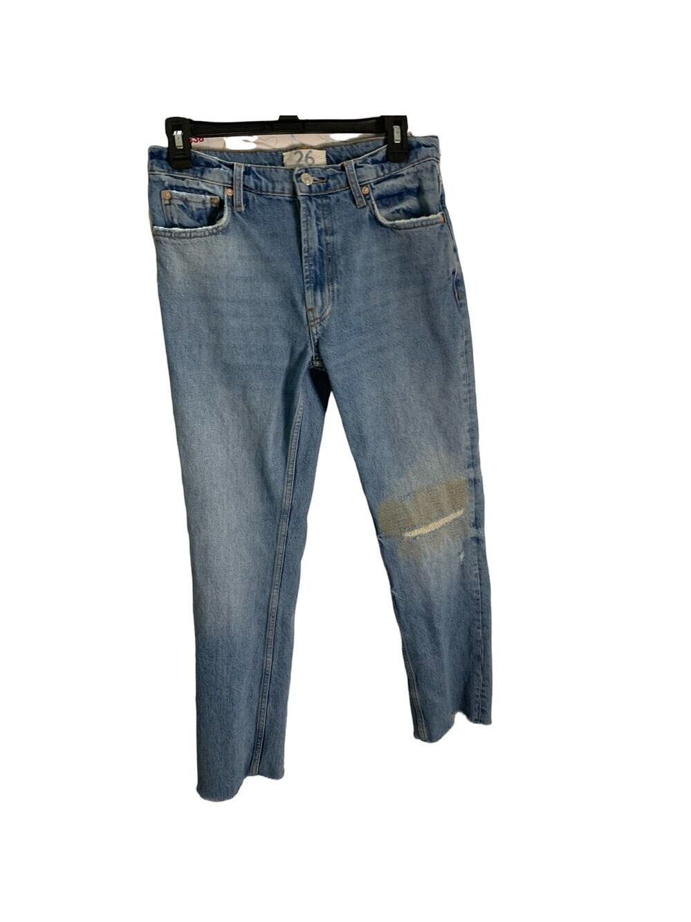 Free People We The Free Cotton Seamed Patch Design Ankle Boyfriend Jeans Size 26